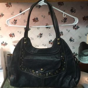 Patricia Nash navy leather shoulder bag